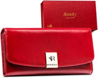 duży, skórzany portfel damski na zatrzask z systemem rfid - rovicky