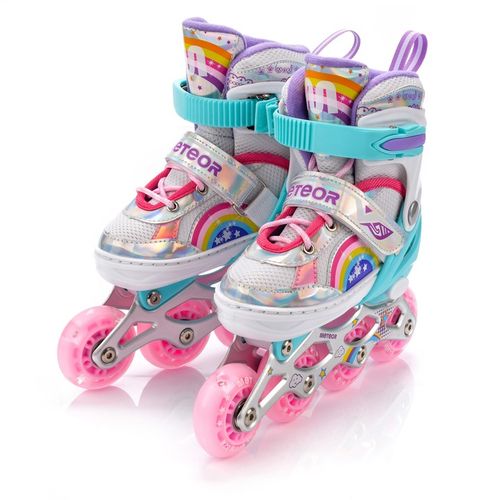 ROLKI REGULOWANE DLA DZIECI METEOR RAINBOW S 30-33 kółka LED but półmiękki na Arena.pl