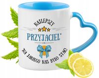 Dla Przyjaciela Kubek Błękitny Z Uszkiem W Kształcie Serca Na Prezent