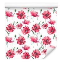 Tapeta do jadalni malowane maki rośliny akwarela