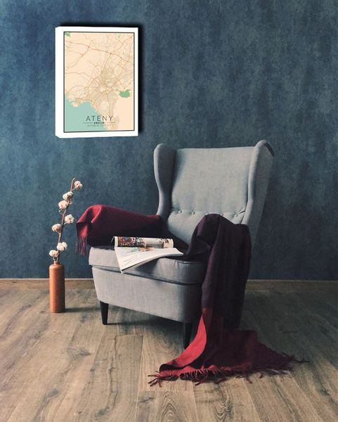 Ateny mapa kolorowa - obraz na płótnie 70x100 cm zdjęcie 2