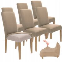 ZESTAW 6 SZT. POKROWCE POKROWIEC NA KRZESŁO BEŻOWY ELASTYCZNY UNIWERSALNY