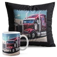 ZESTAW KUBEK + PODUSZKA CZARNA - TIR CIĘŻARÓWKA TRANSPORT SPEDYCJA