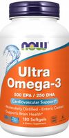 NOW Foods Ultra Omega-3 Kwasy EPA 500mg DHA 250mg Olej Rybi 1000mg 180 gels