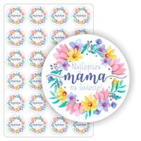 NAKLEJKI 26 maja DZIEŃ MAMY prezent upominek kwiaty 24 szt. 5 cm