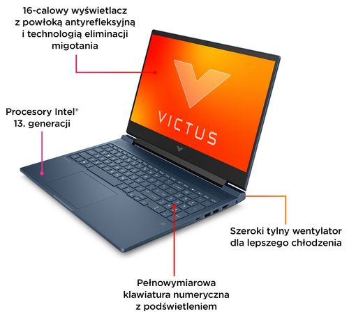 HP Victus Gaming 16 FHD IPS 144Hz Intel Core i7-14650HX 16-rdzeni 16GB DDR5 1TB SSD NVMe NVIDIA GeForce RTX 4050 6GB Windows 11 na Arena.pl