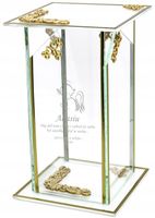 Ekskluzywny znicz szklany złoto biały PERSONALIZOWANY GRAWER dla SYNA