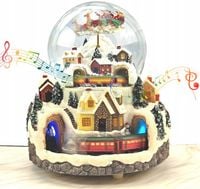 ŚNIEŻNA KULA LED Z MIKOŁAJEM ŚWIĄTECZNA POZYTYWKA Z POCIĄG OBRACAJĄCY 23CM