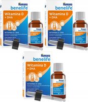 HUMANA BENELIFE WITAMINA D3 + DHA KROPLE Z PIPETKĄ 15ML x3