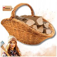 KOSZ KOSZYK WIKLINOWY NA DREWNO DO KOMINKA ZAKUPY OWALNY JASNY WIKLINA DUŻY