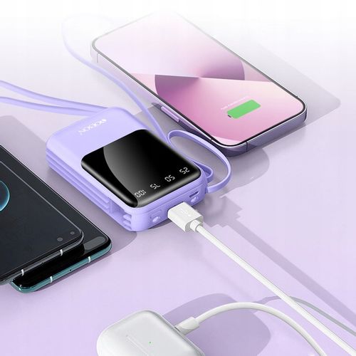 POWER BANK 10000MAH USB/USB-C QC PD WBUDOWANY KABEL Wyświetlacz cyfrowy na Arena.pl