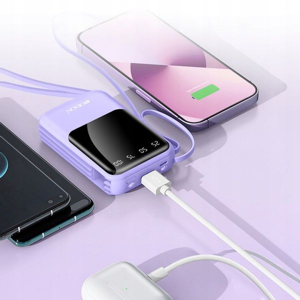 POWER BANK 10000MAH USB/USB-C QC PD WBUDOWANY KABEL Wyświetlacz cyfrowy zdjęcie 2