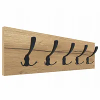 WIESZAK ŚCIENNY NA UBRANIA LOFTOWY 5 MOCNYCH HAKÓW 65x20CM DĄB HALIFAX