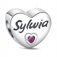 Zawieszka SREBRO 925 Koralik Charms Imię Sylwia Serce