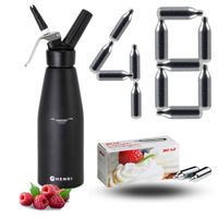 SYFON DO BITEJ ŚMIETANY DEKORATOR 1L HENDI 588598 CZARNY + 48 NABOI N2O