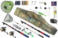 DUŻY ZESTAW WĘDKARSKI Na RYBY Z PODBIERAKIEM WĘDKI KOŁOWROTKI POKROWIEC