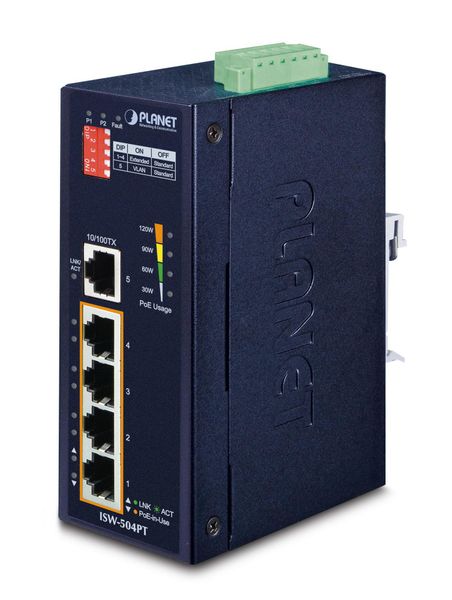 Planet IP30 5-Port/TP POE+ Industrial zdjęcie 1
