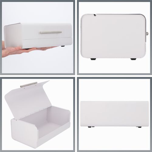 CHLEBAK POJEMNIK NA CHLEB PIECZYWO STALOWY BIAŁY na Arena.pl