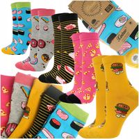 5x Skarpetki Damskie Skarpety Bawełniane Śmieszne Kolorowe Mix Ciepłe 39-41