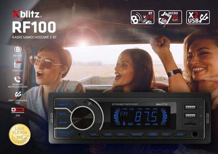 Xblitz RF100 Radio samochodowe Bluetooth MP3 USB AUX VarioColor + pilot zdjęcie 9