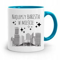 Dla Baristy Baristki Kawiarki Kubek Błękitny Z Nadrukiem Ze Zdjęciem