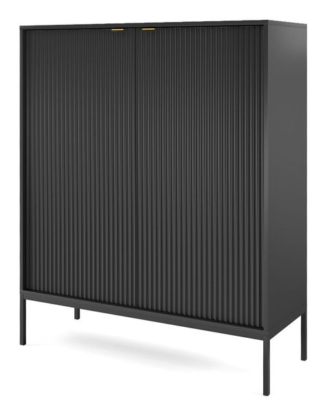 Komoda Delicious wysoka ryflowana czarna zdjęcie 3