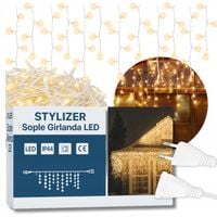 KURTYNA ŚWIETLNA LAMPKI SOPLE 300LED CIEPŁY BIAŁY wewnętrzne zewnętrzne