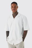 BOOHOO BIAŁY MĘSKI T-SHIRT Z KOŁNIERZYKIEM ZAPINANAY NA GUZIKI R.L J512014