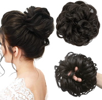 Kok doczepiany gumka sztuczne włosy kucyk gęsty falowany czarny brązowy