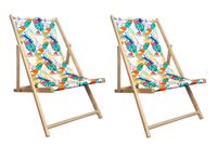 Zestaw Leżaków 2szt Zestaw Leżaków Kolorowy Boho Leżak Drewniany Regulowany • TARAS • BALKON • OGRÓD