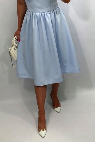 Sukienki Damskie Komunię Chrzciny Wesele Sukienka Elegancka Midi Błękit S na Arena.pl