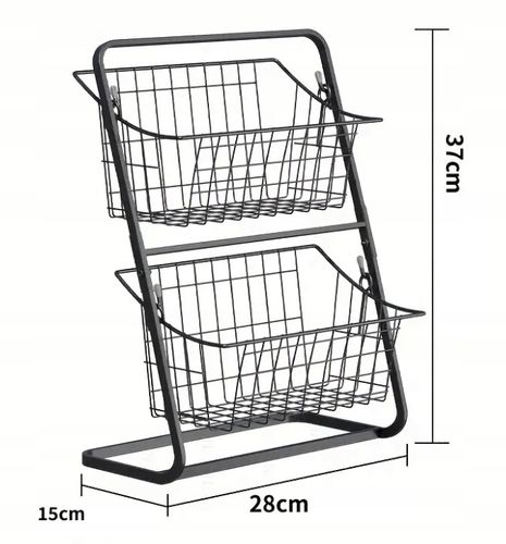 Koszyk Piętrowy Dwupoziomowy na Owoce Warzywa Czarny Organizer do na Arena.pl