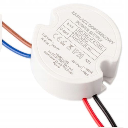 Zasilacz Transformator LED 12V 30W 2,5A Do Puszki FI60 IP67 Dopuszkowy na Arena.pl
