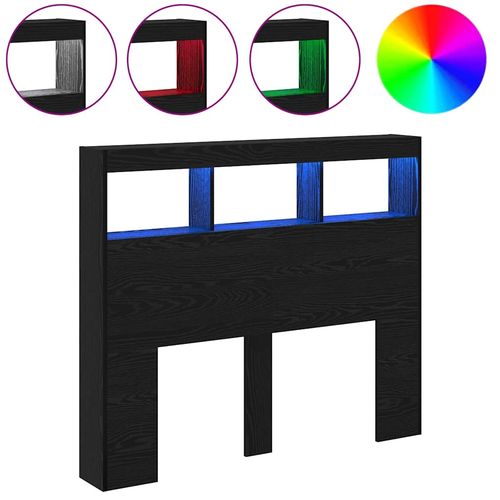 Szafka z Wezgłowiem z LED z półką Czarny dąb 122 x 17 x 102 cm na Arena.pl