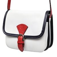 VERA PELLE torebka skórzana listonoszka z paskiem V482 tommy biała