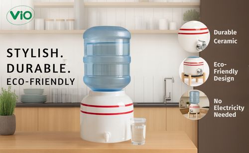 Ceramiczny Dystrybutor Wody ViO CD-02 - Czerwony Pasek Zestaw Basic na Arena.pl