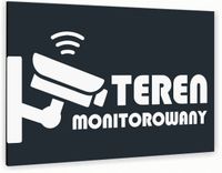 Tabliczka znak informacyjny 20x15 Antracyt TEREN MONITOROWANY Nierdzewna