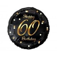 balon foliowy b&c happy 60 birthday, czarny