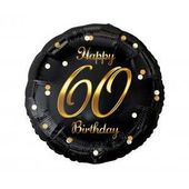 balon foliowy b&c happy 60 birthday, czarny