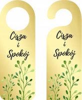 ZAWIESZKA NA DRZWI hotelowa ZŁOTA plexi z twoim napisem nadrukiem UV