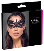 cottelli accessoires czarna maskująca opaska z koronką i otworami na oczy