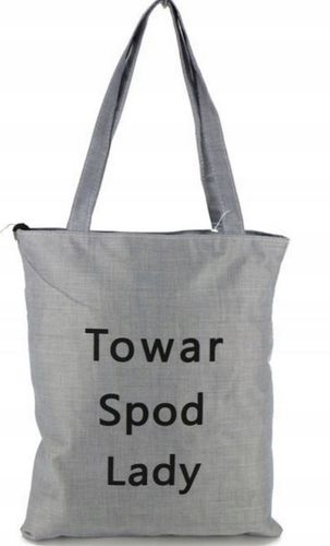 TOREBKA TORBA szara materiałowa Z zabawnym napisem ,TOWAR SPOD LADY'' na Arena.pl