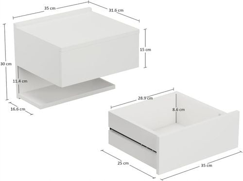 SZAFKA NOCNA WISZĄCA BIAŁA NAKASTLIK SZUFLADA PÓŁKA 35x32cm PRODUKT na Arena.pl