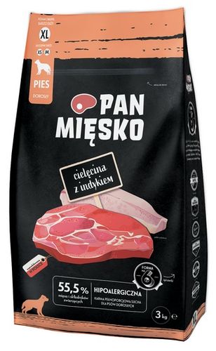 Pan Mięsko Karma sucha dla psa - cielęcina i indyk chrupki XL 3kg na Arena.pl