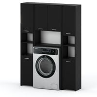 Zestaw Łazienkowy Duży Hugo Szafka Stojąca Nad Pralkę Loft Słupek Czarny