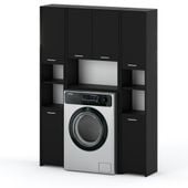 Zestaw Łazienkowy Duży Hugo Szafka Stojąca Nad Pralkę Loft Słupek Czarny