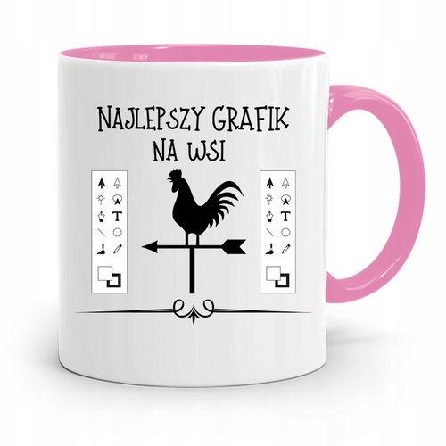 Kubek Różowy Dla Najlepszego Grafika Na Wsi! Z Nadrukiem Ze Zdjęciem na Arena.pl