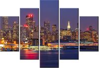 105CM 150CM OBRAZ 5 ELEM MANHATTAN AT NIGHT DRUK