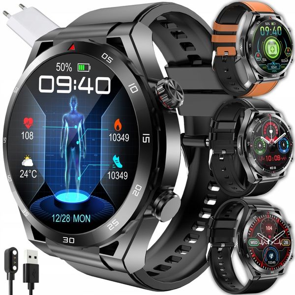 SMARTWATCH ZEGAREK MĘSKI GLUKOZA POMIAR CUKRU EKG CIŚNIENIE MENU POLSKIE zdjęcie 1