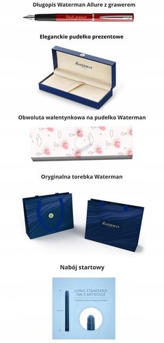 Pióro wieczne Waterman Allure czerwone z grawerem - Prezent na Walentynki na Arena.pl